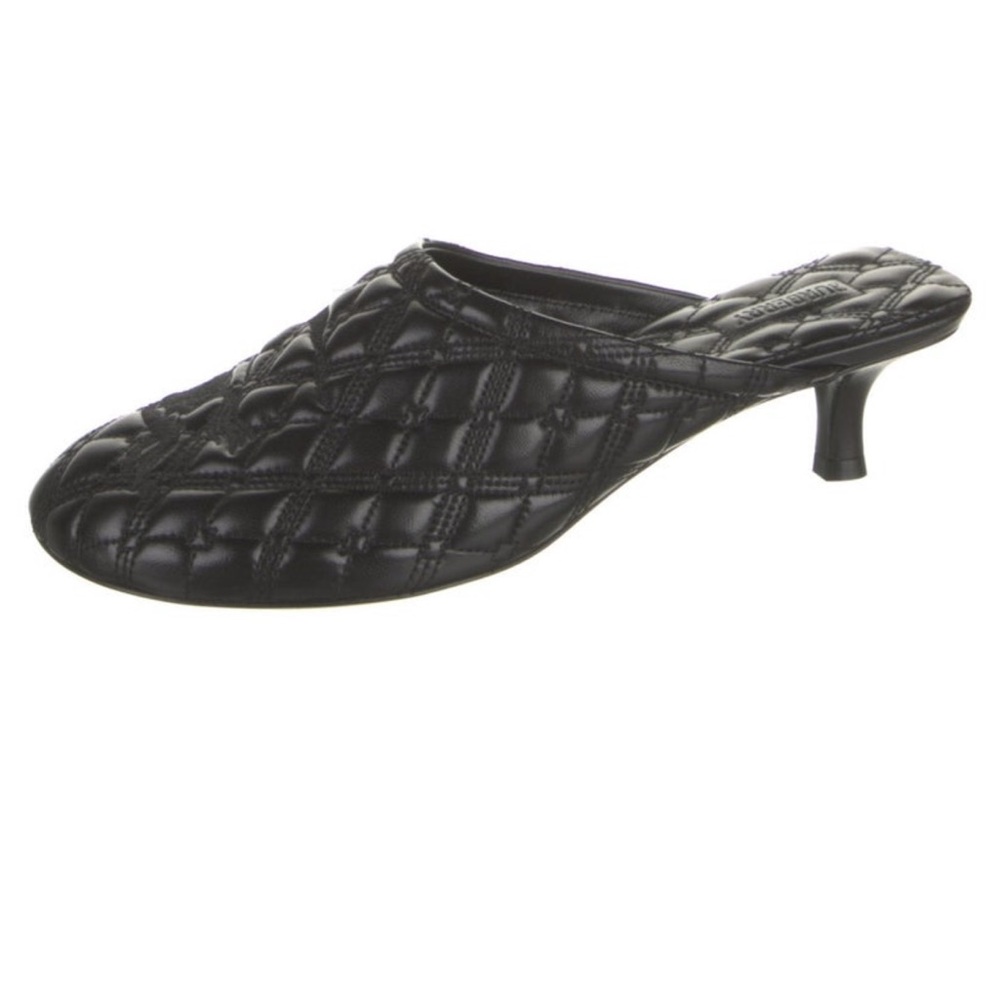 Burberry Black Quilted Slip-On Kitten Heel Mule - Picture 1 of 4